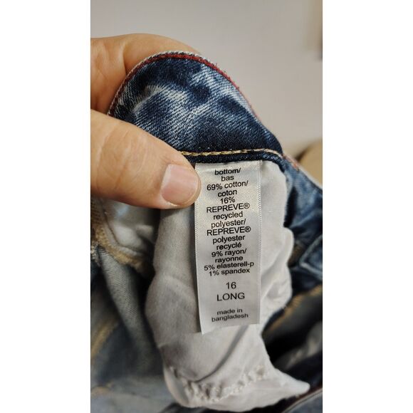 Maurices High Rise Boyfriend Dark Wash Distressed Denim Jeans 16 Long Women's - Picture 3 of 10